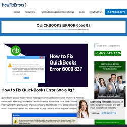 Quickbooks Error 6000 83: How to Fix ? +1-800-729-1746
