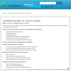 QuickBooks Error 6000, -83 - How to Fix, Resolve