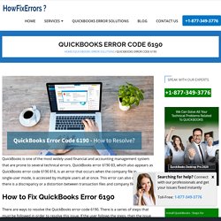 How to Fix QuickBooks Error Code 6190 +1-800-729-1746