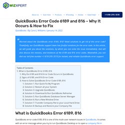 QuickBooks Error Code 6189 and 816 - How its occur & Fix