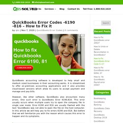 QuickBooks Error Codes -6190 -816 - How to Fix it