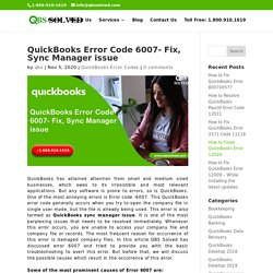 QuickBooks Error Code 6007- Fix, Sync Manager issue