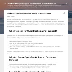QuickBooks Payroll Support Phone Number +1-800-431-0143