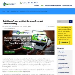Quickbooks Pro Support Most Common Error and Troubleshooting