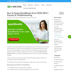How to Fixing QuickBooks Error OLSU 1013