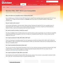Quicken Mac 2007 OS X Lion Compatible - Quicken Support
