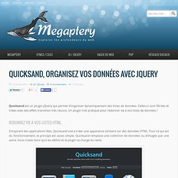 Quicksand, organisez vos données avec jQuery - Megaptery