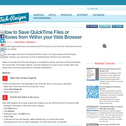 How to Save Quicktime Files or Movies from within your Web Browser