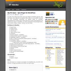 Wp-Pro-Quiz - Quiz Plugin für Wordpress - IT-Gecko