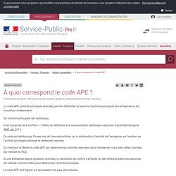 À quoi correspond le code APE ? - professionnels