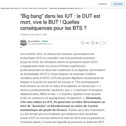 Big bang​ dans les IUT : le DUT est mort, vive le BUT ! Quelles conséquences pour les BTS ?