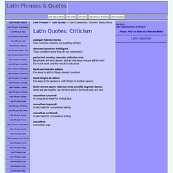 Latin Quotes: Criticism, Being Critical