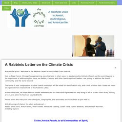 A Rabbinic Letter on the Climate Crisis