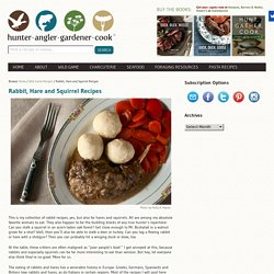 Rabbit, Hare and Squirrel Recipes - Recipes for Rabbits and Hares