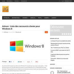 Astuce : Liste des raccourcis clavier pour Windows 8 - Actu Geek, High-Tech sur le blog du geek