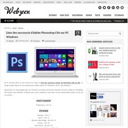 Liste des raccourcis d’Adobe Photoshop CS6 sur PC Windows