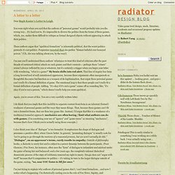 Radiator Blog: A letter to a letter