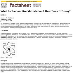 What Is Radioactive Material and How Does It Decay? RER-20
