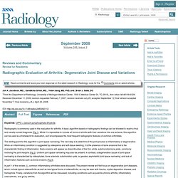 Radiographic Evaluation of Arthritis: Degenerative Joint Disease and Variations1