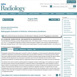 Radiographic Evaluation of Arthritis: Inflammatory Conditions1