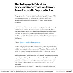 The Radiographic Fate of the Syndesmosis after Trans syndesmotic Screw Removal in Displaced Ankle Fractures