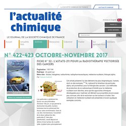 Fiche n° 52 : L’astate-211 pour la radiothérapie vectorisée des cancers - L'Actualité Chimique