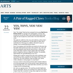 Yes, Tony, Yes! Yes! Yes! - A Pair of Ragged Claws Books Blog