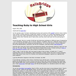 Teaching Kids Project : Blog : Teaching Ruby to High School Girls