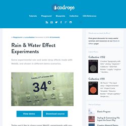 Rain & Water Effect Experiments