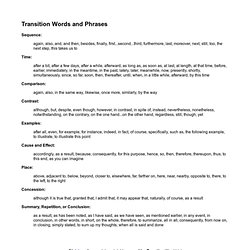 4th Grade Rainbow Rockets - Transition Words and Phrases