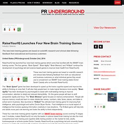 RaiseYourIQ Launches Four New Brain Training Games
