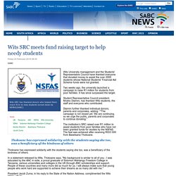 Wits SRC meets fund raising target to help needy students:Friday 20 February 2015