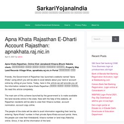 Apna Khata Rajasthan E-Dharti Account Rajasthan: apnakhata.raj.nic.in