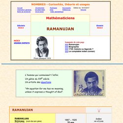 Ramanujan - sa vie - biographie