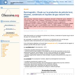 Raminagrobis : Etude sur la production de pétrole brut, bitumes, condensats et liquides de gaz naturel hors OPEP. | oleocene.org