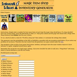 Magic Item Shop Random Inventory Generator