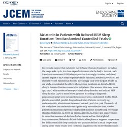 Melatonin in Patients with Reduced REM Sleep Duration: Two Randomized Controlled Trials