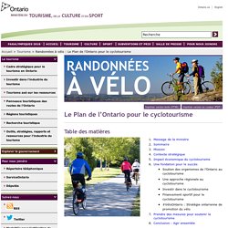 Randonnées à vélo : Le Plan de l’Ontario pour le cyclotourisme