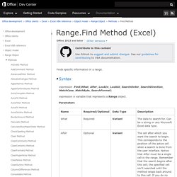 Range.Find Method (Excel)