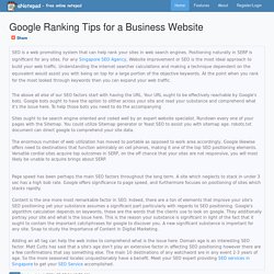 Google Ranking Tips for a Business Website
