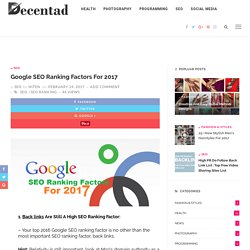 Google SEO Ranking Factors For 2017 - Decentad