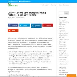 List of 12 core SEO onpage ranking factors - Get seo training