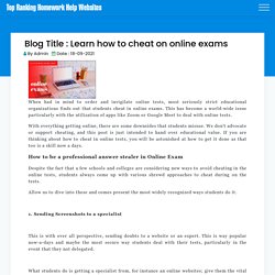 Learn how to cheat on online exams