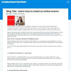 Learn how to cheat on online exams