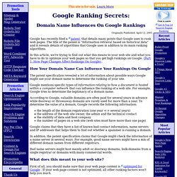 Google Ranking Secrets: Domain Name Influences On Google Rankings