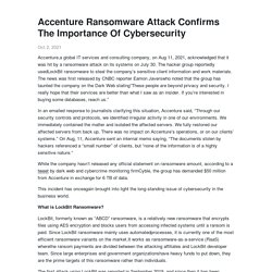Accenture Ransomware Attack Confirms The Importance Of Cybersecurity - Zackary L. Ruiz