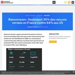 Ransomware : Seulement 30% des rançons versées en France contre 64% aux US