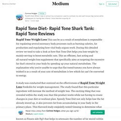 Rapid Tone Diet- Rapid Tone Shark Tank: Rapid Tone Reviews