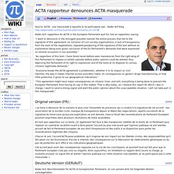 ACTA rapporteur denounces ACTA mascarade