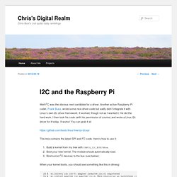 I2C and the Raspberry Pi